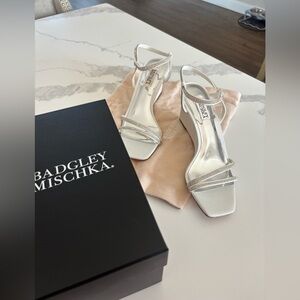 Badgley Mischka Metallic Silver Wedges